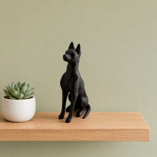Yousheng 3D Printed Sitting Dog Figurine, Modern Minimalist Dog Statue, Animal Sculpture Decoration for Home Office Desk, Gift for