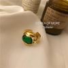 French High-End Adjustable Emerald Ring for Women – Korean Style, Light Luxury Design, Trendy Index Finger Accessory.