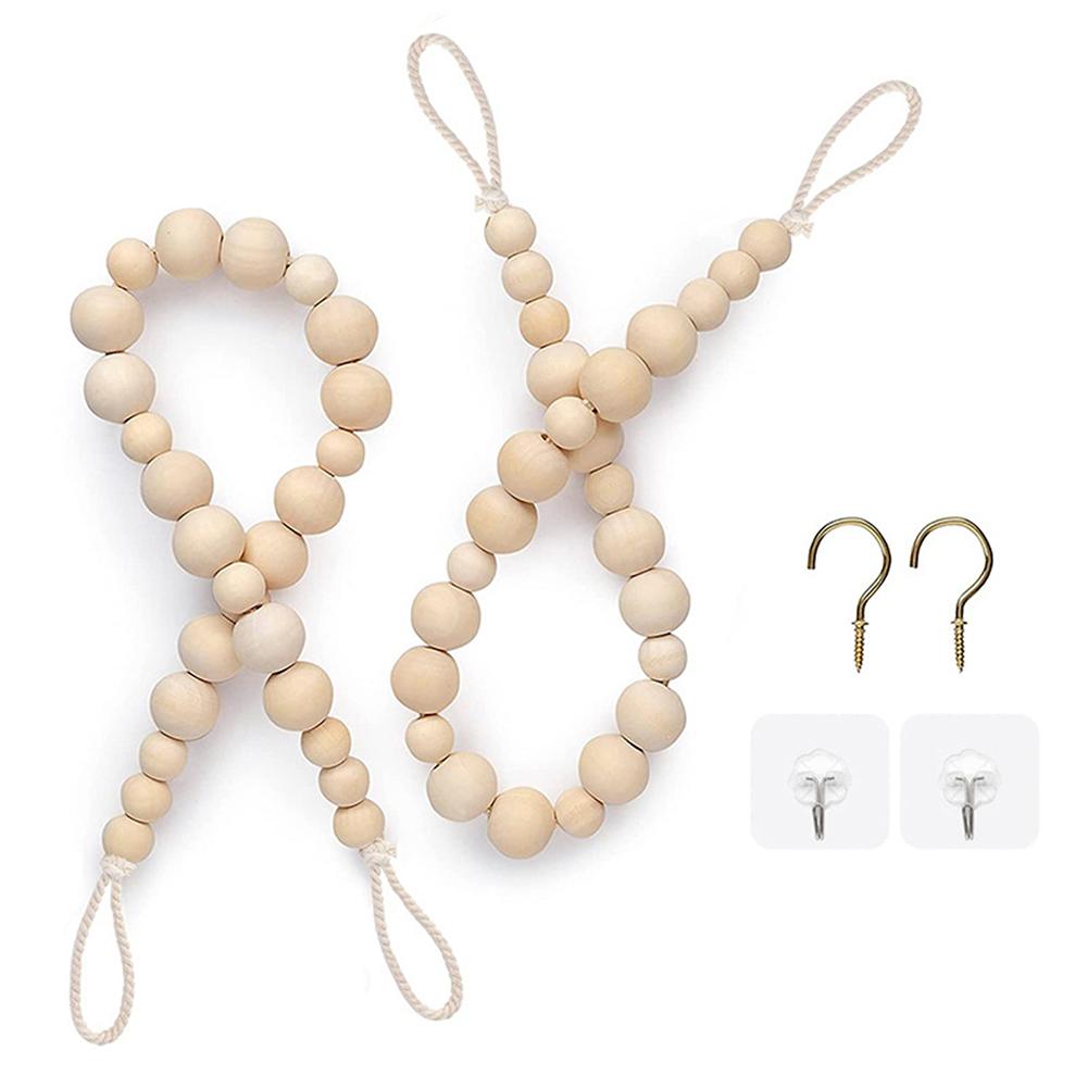 Bead Curtain Hangers 2 Pieces Curtain Finishing Sturdy Wooden Bead Construction Easy Curtain Changes For Indoor And Outdoor Use