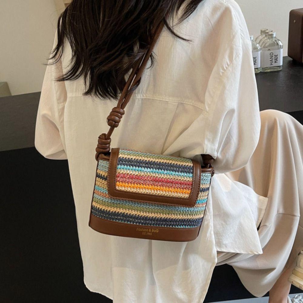Shopping Bag Straw Bag Large Capacity Bohemian Shoulder Bag Simple Weave Bag  Summer