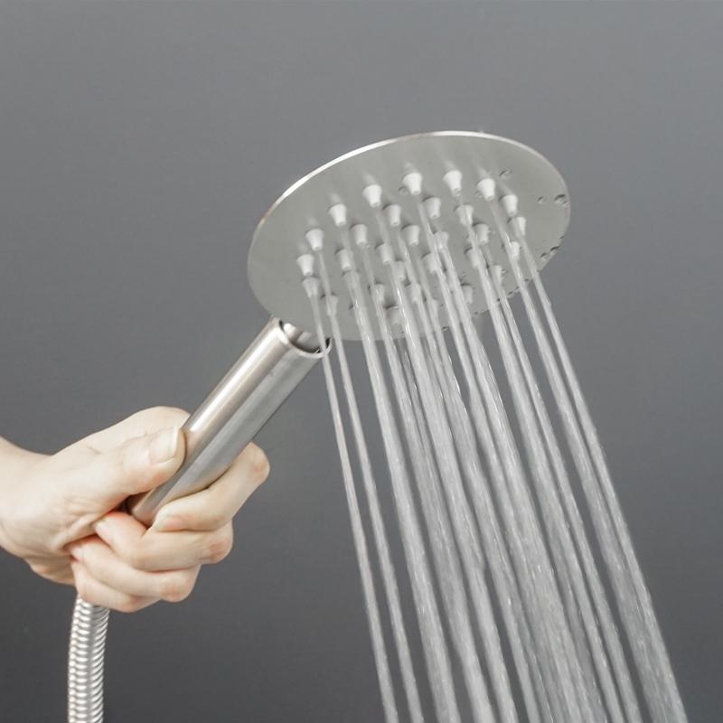 Brushed Stainless Steel Hand Shower Bathroom Hand Held Shower Set with Holder and Hose Wall Mounted Hand Hold Shower Head