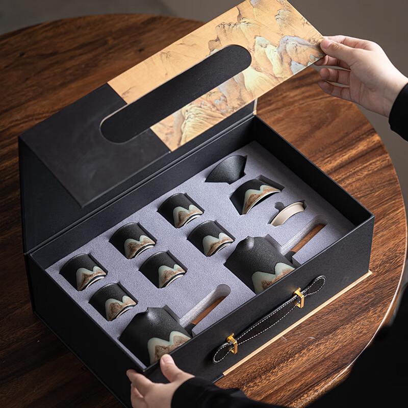 Su-style Ceramic Hand-Painted 'A Thousand Li of Rivers and Mountains' Gongfu Tea Set