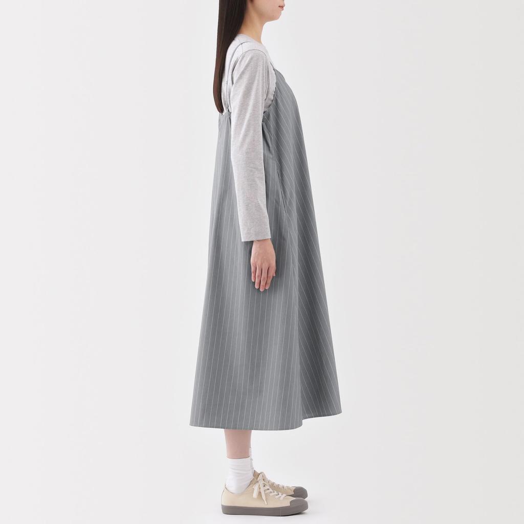 MUJI Broad Camisole Gray Size BC2L9A5S Women's Quick-Drying Dress, Stripe, L,