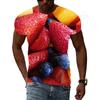 Summer Round Neck 3D Fun Fruit Pattern Print Top Fashionable Casual Short Sleeved Men's T-shirts