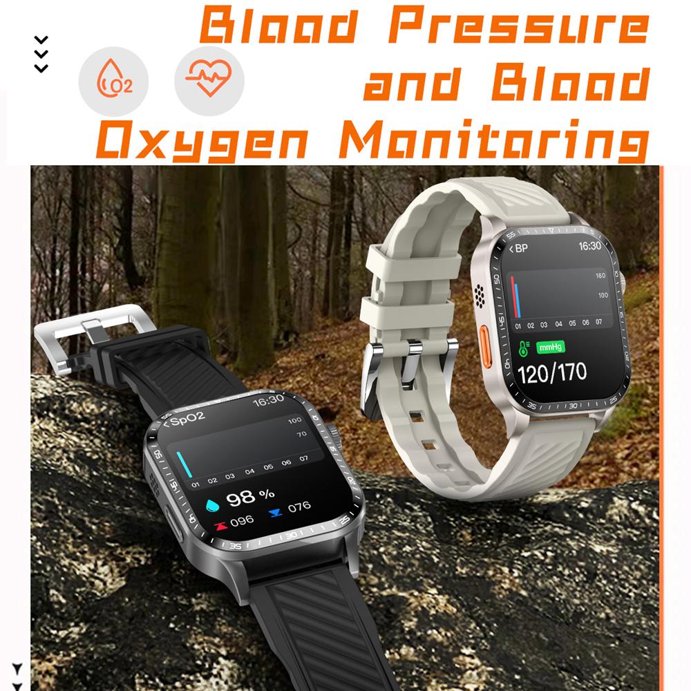 2,04" Großer Bildschirm Outdoor Smartwatch Herzfrequenz Blutsauerstoff Wasserdicht Quadratisch Sport Bluetooth Anruf Smartwatch für IOS Android