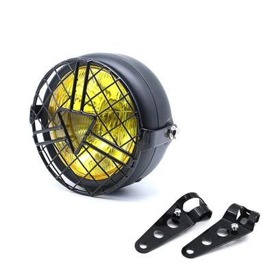 Szmsmy Universelle Motorrad Scheinwerfer Lampenschirm Gitter Abdeckung Retro Vintage Halterung Halter Scheinwerfer