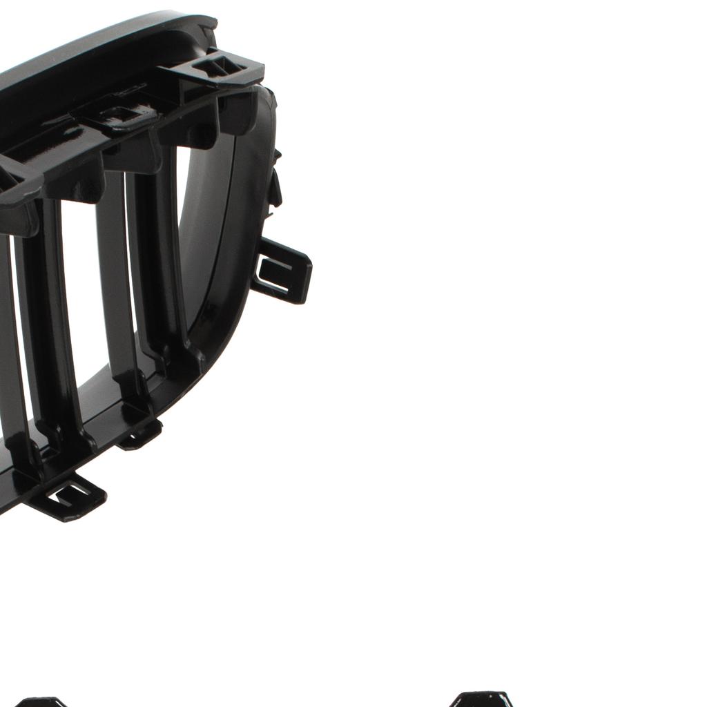 BMW 5 E60 / E61 03-10 Kühlergrill zwischen den Scheinwerfern (Nieren) Set links + rechts SCHWARZ GLÄNZEND DOPPELSTREBE GEKRÜMMTE LAMELLEN