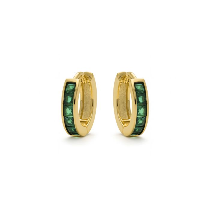Boucles d'oreilles - LUXENTER - Wudya - Zircone émeraude - Or jaune 18k - Femme