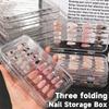 Transparent Three-Fold Press-On Nail Storage Boxes Plastic Multi Functional Jewelry Box Organizer for False Nails Display Tools