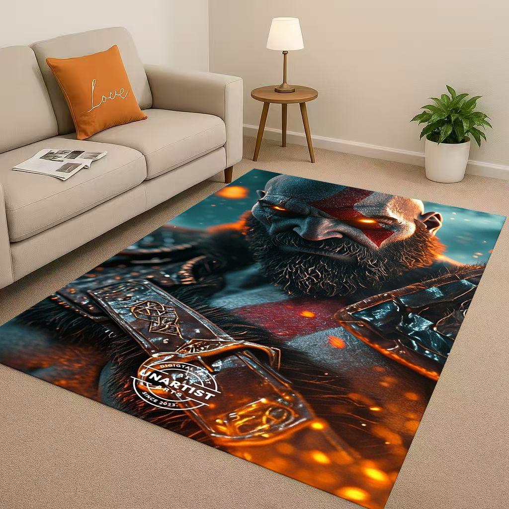 Hra God of War Kratos Kreslený Hráč Obývací pokoj Protiskluzový koberec Měkký koberec do ložnice Herní místnosti Pohovky, Snadno čistitelný Domácí rohožka
