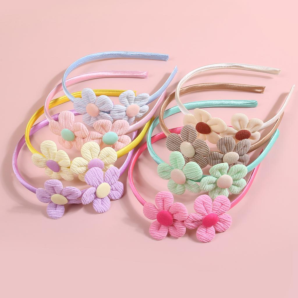 4/8pcs Flower Headbands for Girls Kids Girls Plastic Satin Hairbands Cute Flower Headband Children Hair Aceessories