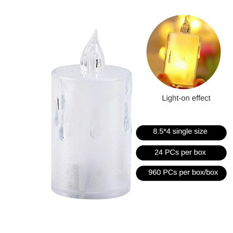 LED Electronic Candle with Battery Acrylic Crystal Luminous Lamp Christmas Decoration Atmosphere Birthday Party Mini Night Light