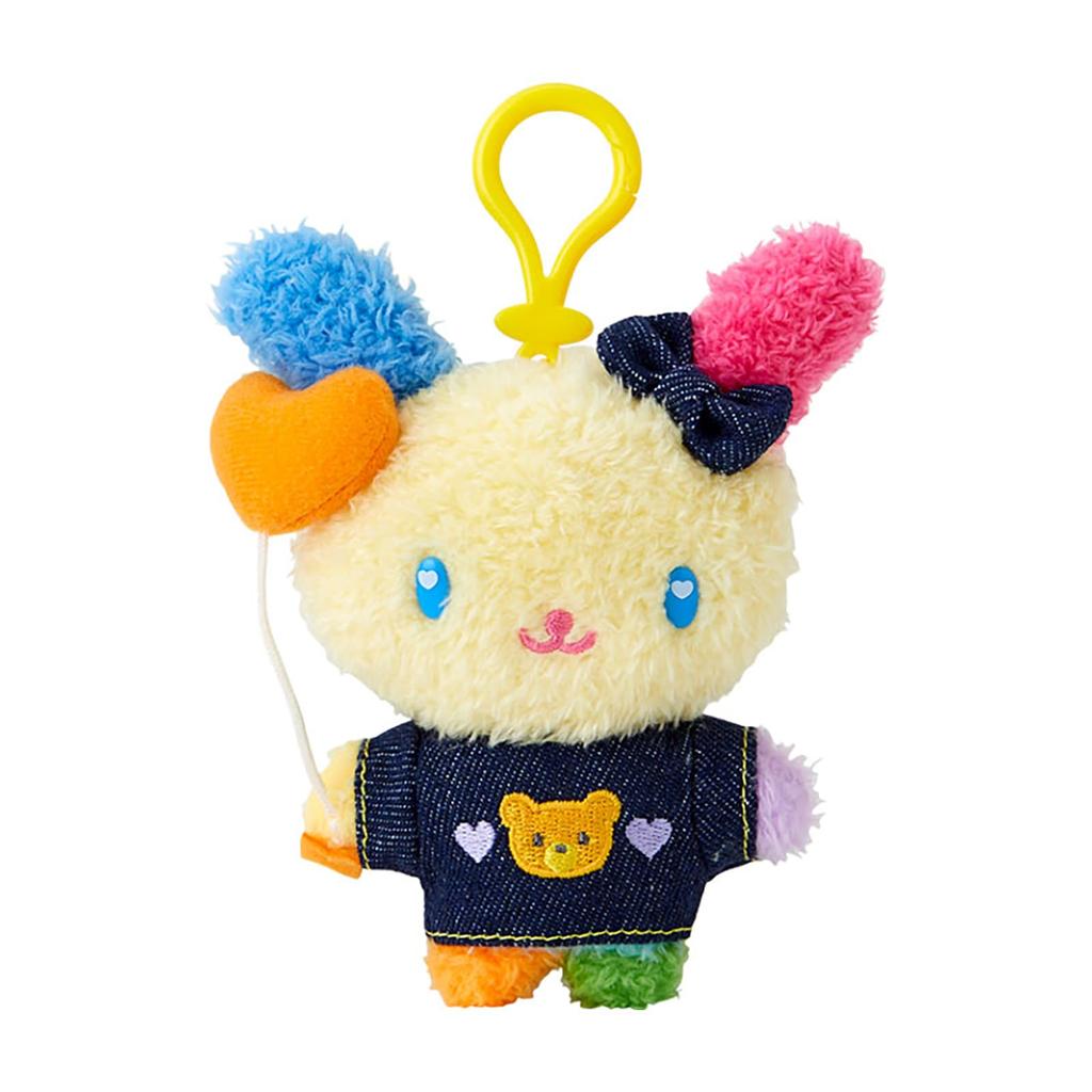 Sanrio Mascot Holder Usahana Plush Keychain 182770 (Denim Patch)