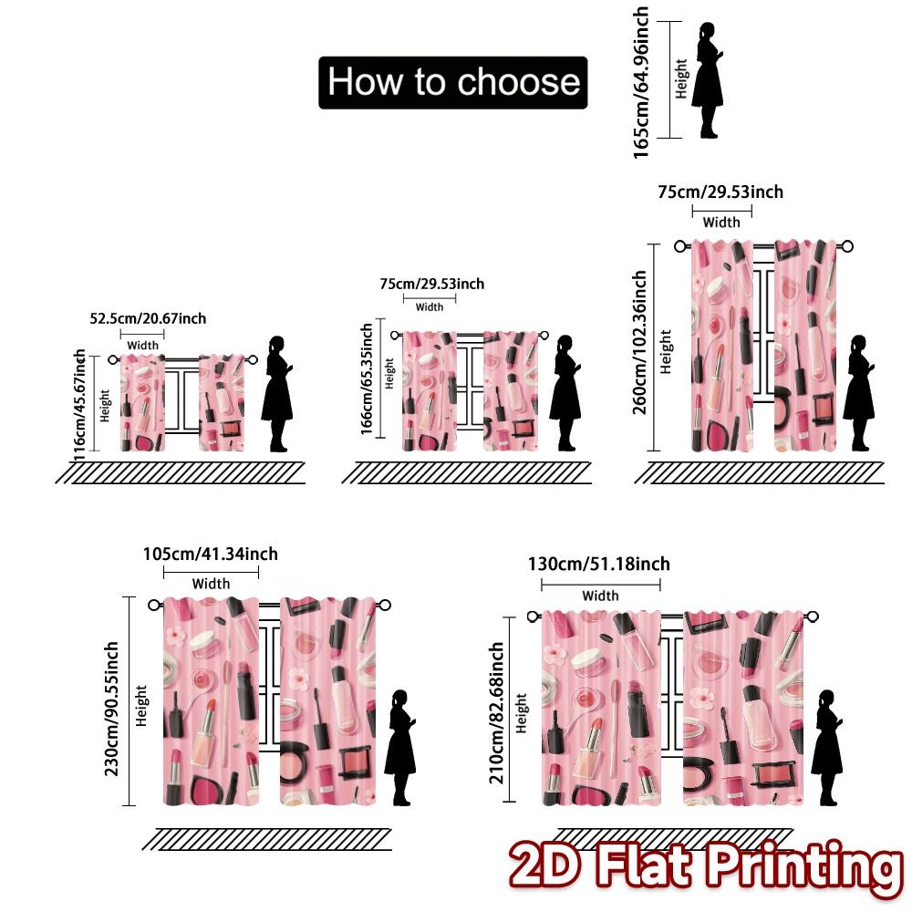 2D Flat Printing  JIT 2pcs   Curtains (Without Rod) Cosmetic Bliss Popular Curtain Cloth Polyester Easy Install Curtains Gifts Use