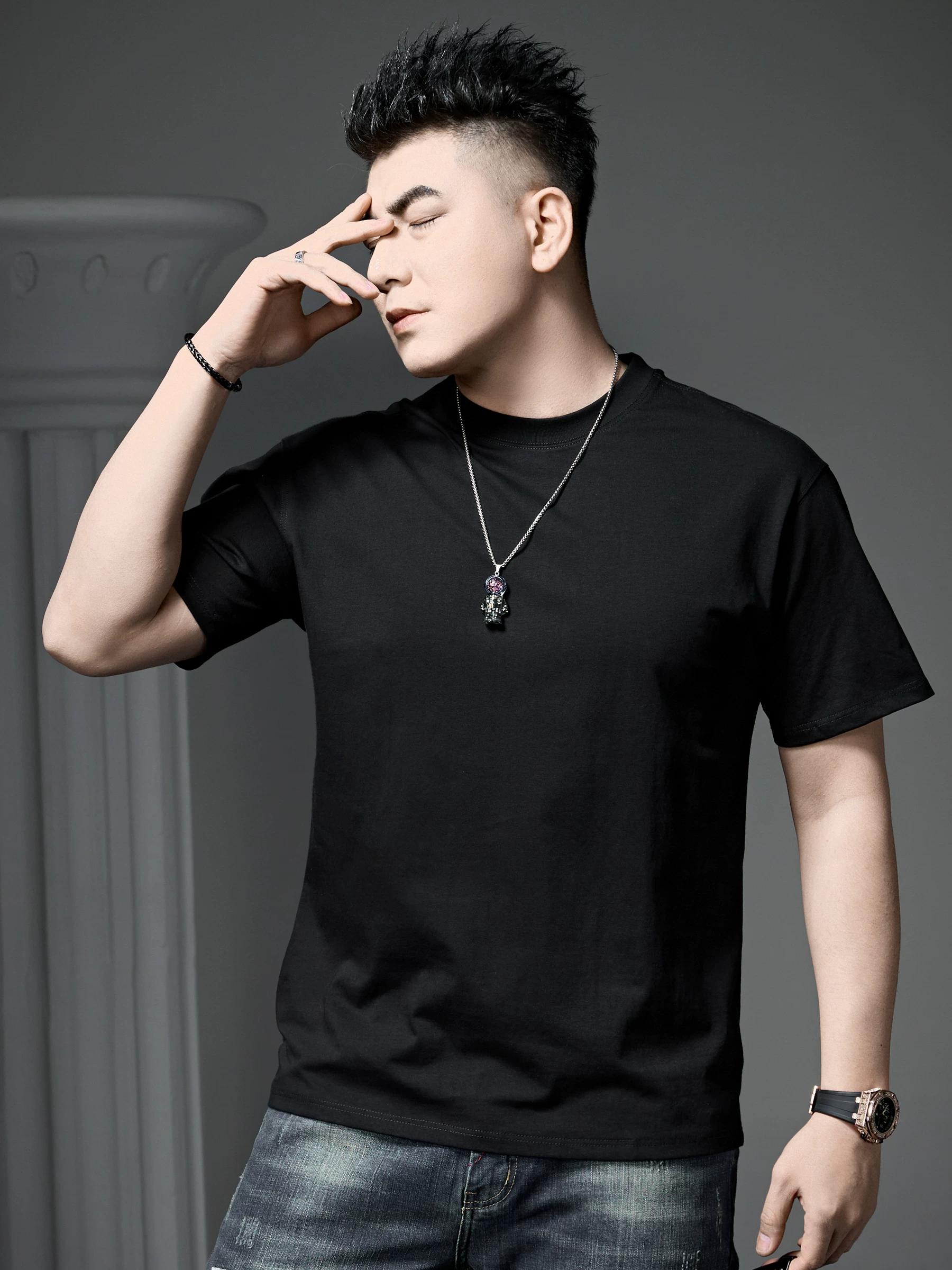 European Goods Trendy Short sleeve T-shirt Men s Loose Bottoming Shirt 2025 New Solid Clothes Summer Half Sleeve T-shirt Men XL коричневый