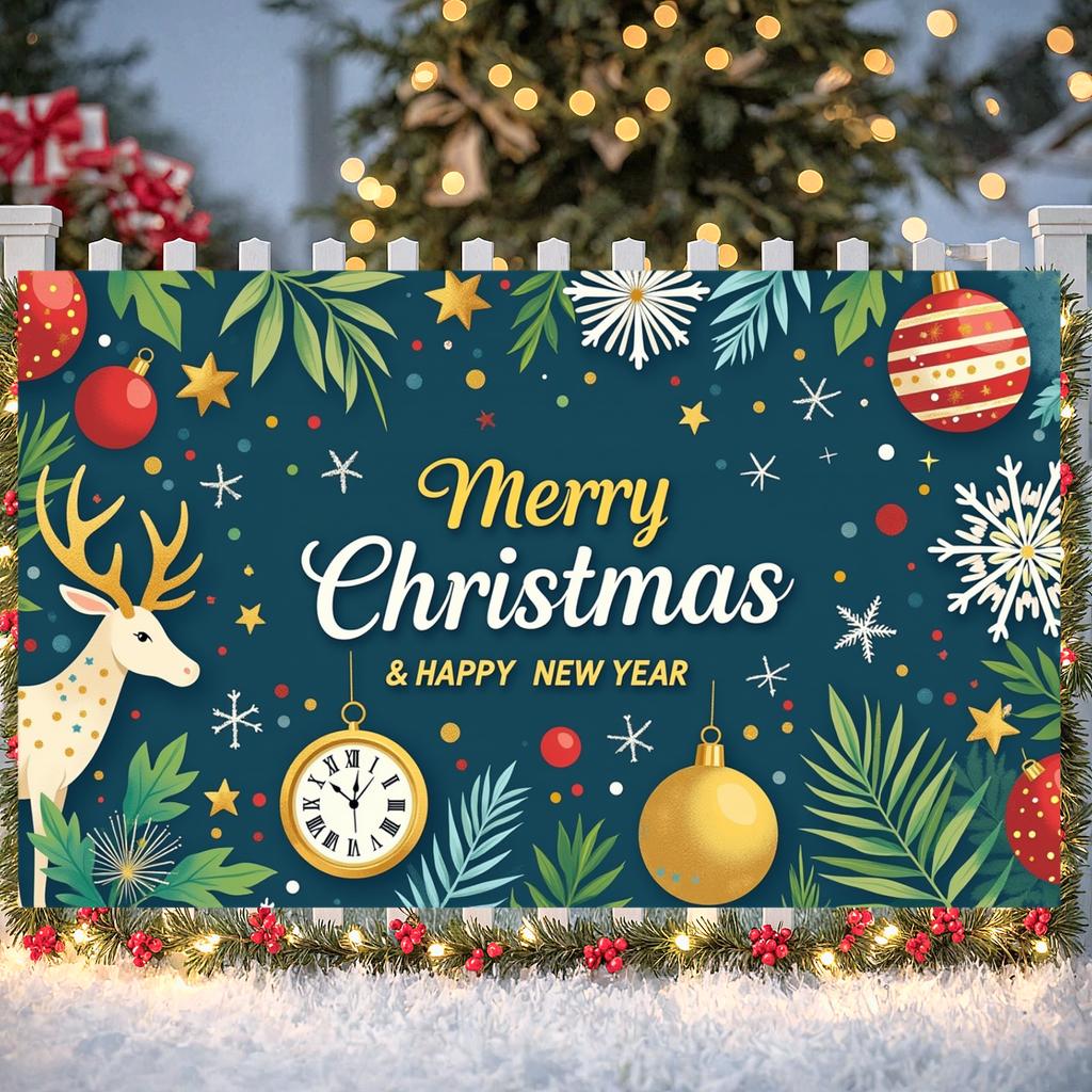 Christmas Holiday Background Reindeer Pattern Happy New Year Backdrop Winter Celebration Display Festive Typography For Winter