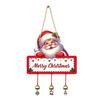 Santa Claus Wall Ornament Merry Christmas Wooden Door Hanging Sign with Bells, Rustic Snowman Black Cat Xmas Window Hanger Tree Reindeer Decorative