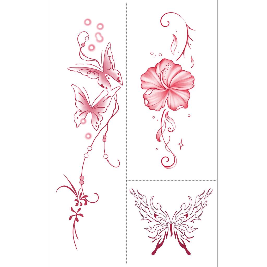 Butterfly Ghost Bow Flower Kitten English Short Sentences Multi-Picture Finger Tattoo Sticker