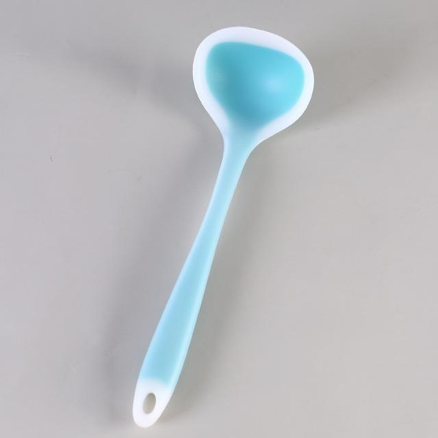 

Силиконовая ложка для супа с длинной ручкой, кухонная антипригарная большая ложка для еды, ковш, домашняя кухонная утварь, инструмент FDA синий