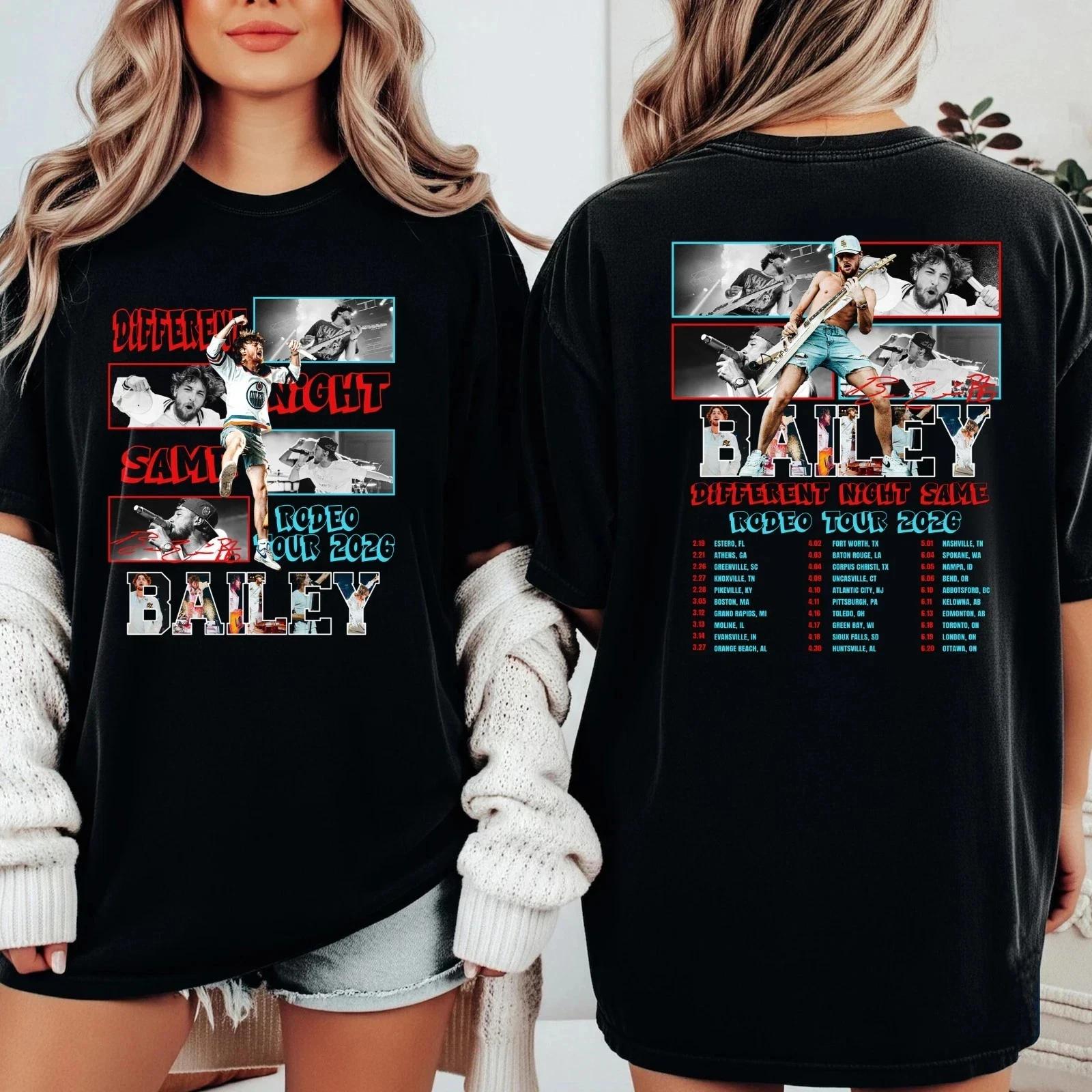 Bailey Zimmerman Different Night Same Rodeo Tour 2026 T-Shirt 4XL
