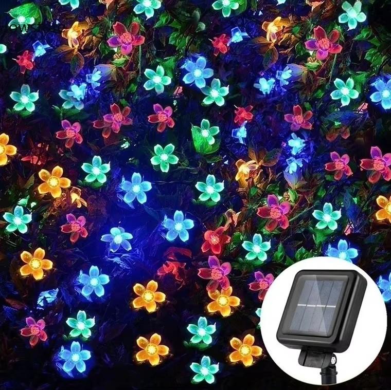 

Solar Led String Lights Outdoor Cherry Flowers String Lights With 8 Modes Lighting Camping Garden Christmas Decor Solar Lamp 5M 20LEDs разноцветный