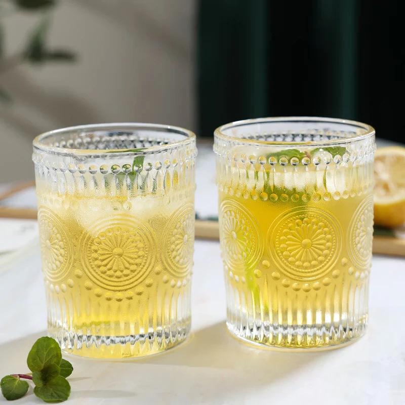 Sunflower Embossed Glass Cup Set - Elegant High-End Design for Women, Perfect for Milk & Tea