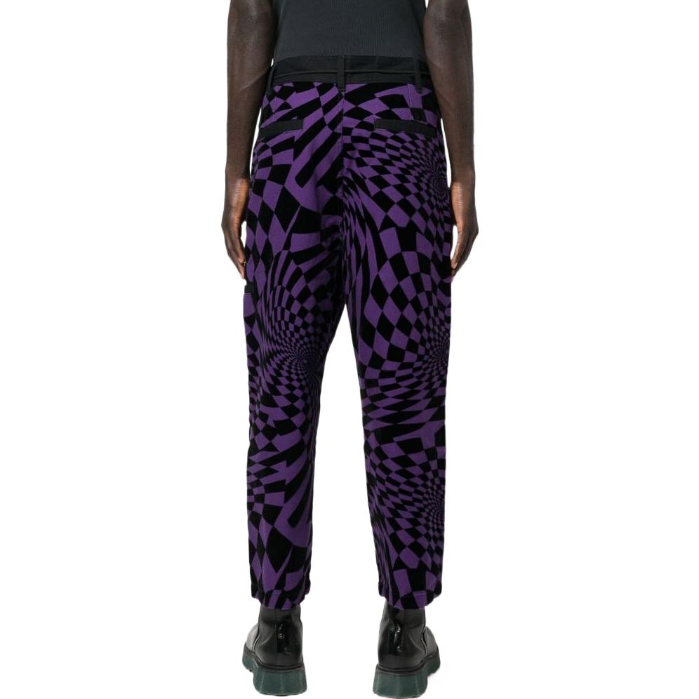 Vans Retro Color Block Abstract Pattern Printed Straight Leg Casual Pants Men Bottoms Black Purple VN0000H2Y8A