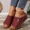 Women's Shoes Summer New Comfortable Wedge Slippers Simple Outer Wear Thick-soled Wedge Slippers