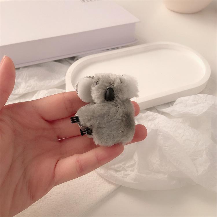 3D Plush Koala Hair Clip - Cute Cartoon Fur Bangs Claw Clip for Women