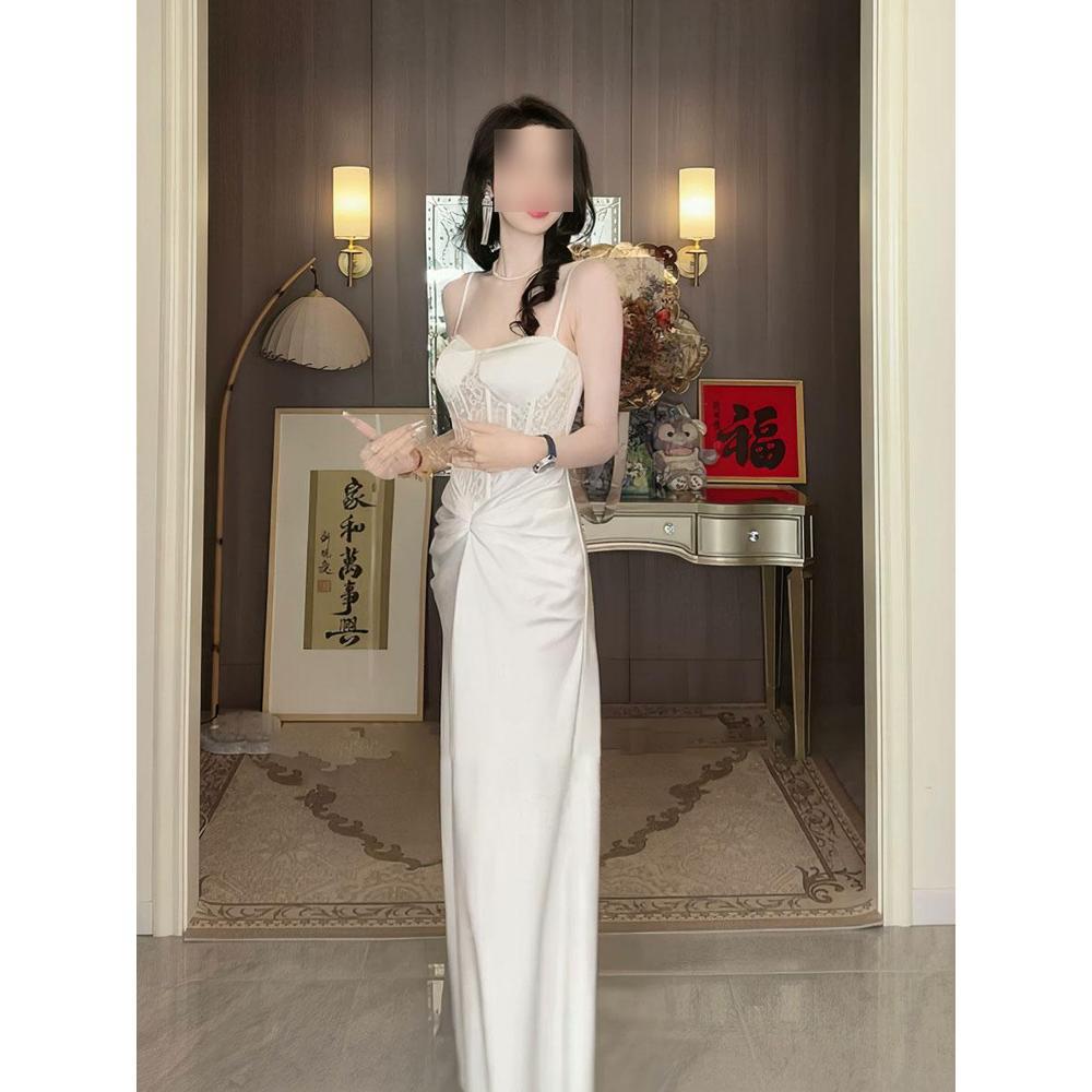 Temperament style fashion temperament small lace splicing fishbone suspender dress dress