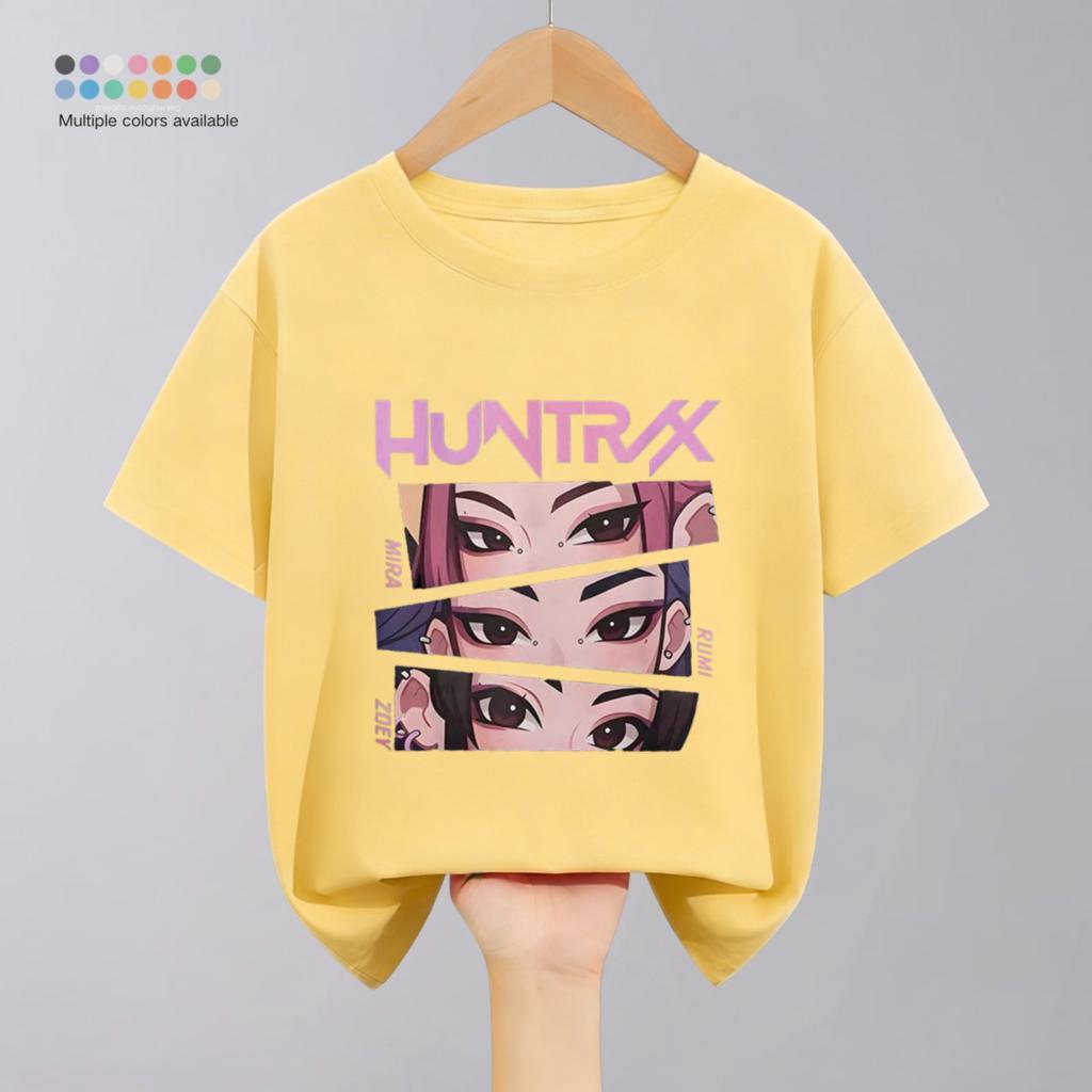 Hunter Girl Group Print Cartoon T-shirt For Girl's Clothing Summer New Fashion Children Short Sleeve Tops Crewneck T Shirts