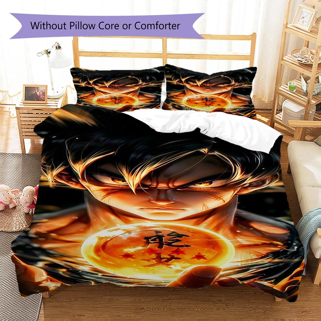 Biancheria da letto con motivo Son Goku, Set piumone Copripiumone Federa Regalo di compleanno per la casa (1 * copripiumino + 2 * federa, senza nucleo)