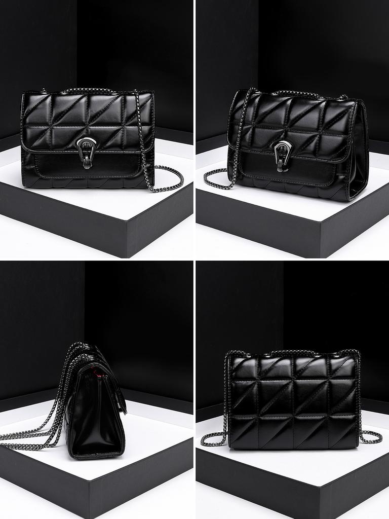 Retro Flip Women's Diagonal Cross Bag PU Leather Quilted Embroidered Handbag Fashion Luxury Designer Chain Shoulder Bag