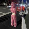 STREETRICH Fashion Y2K Camouflage Hooded Two Piece Sets Women Zipper Long Sleeve Crop Top and Pants Outfits Autumn 2pcs Streetwear