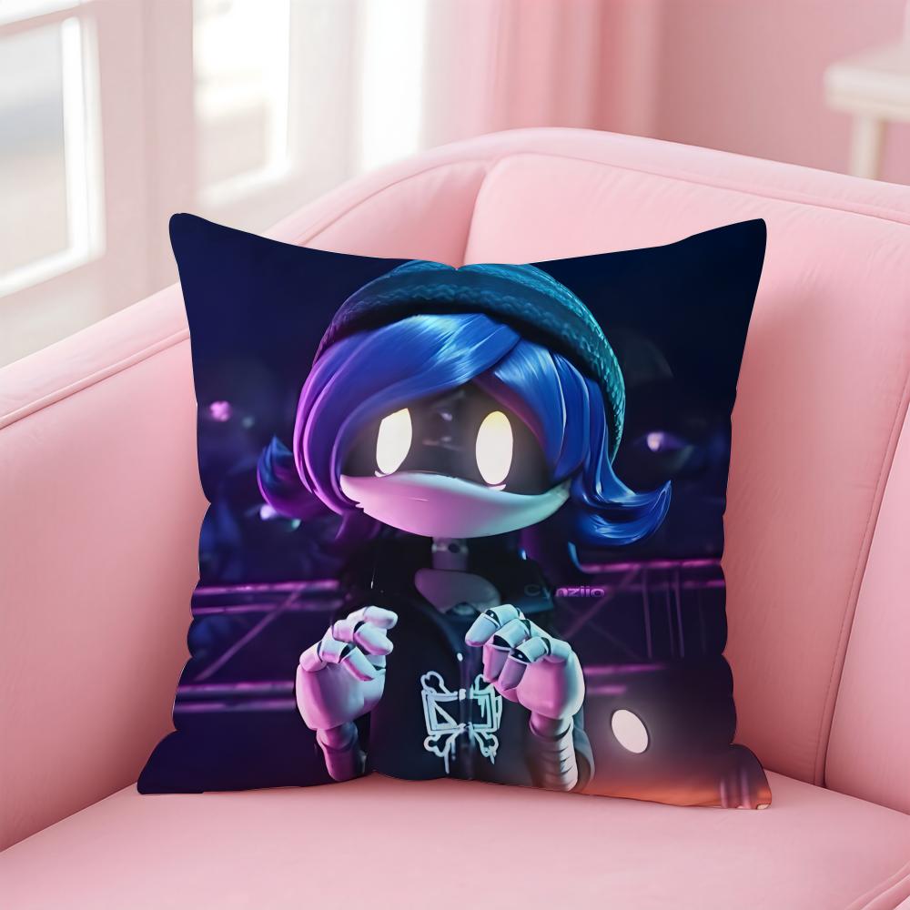 Fashion MMurder Drones Cartoon Cushion Cover Pillowcase Short Plush Invisible Zipper Room Sofa Cushion Cover