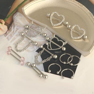 14Pcs Nipple Jewelry Rings Barbell Bar Hoop Retainer Piercing