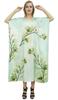 Bimba Women's Floral Satin Long Kaftan Dress Aqua Blue Maxi Caftan