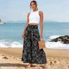 Women's Wide-Leg Casual Pants, Stretch, High Waist, Ruffled Hem, Wide Legs, Belted, And Pockets