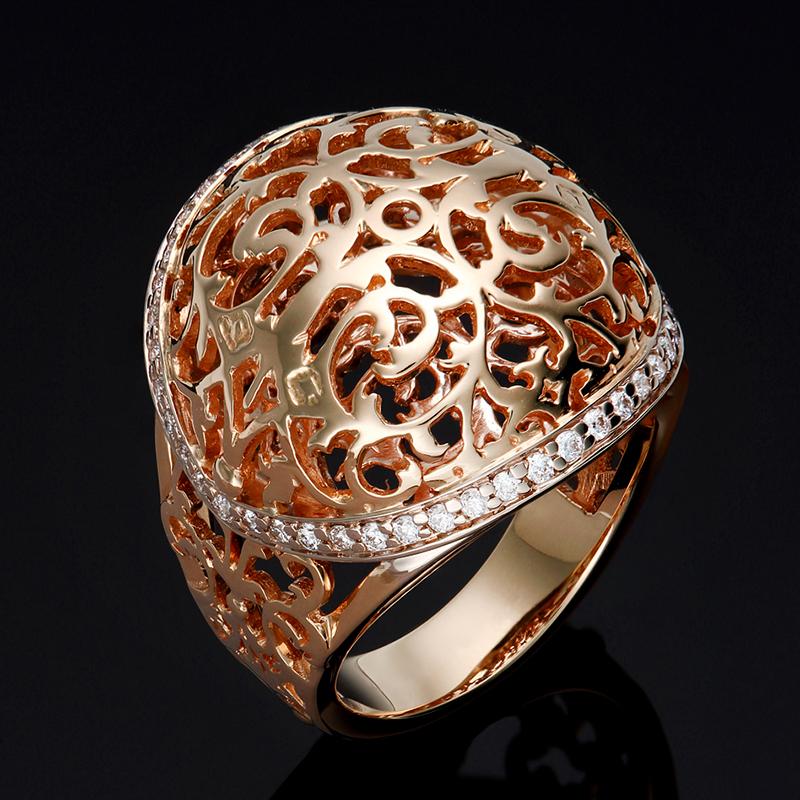 New Hollow Flower  Rose Gold Ring Round Micro-Wax Inlay Natural Zircon Rings Women Wedding Party Fine Jewelry