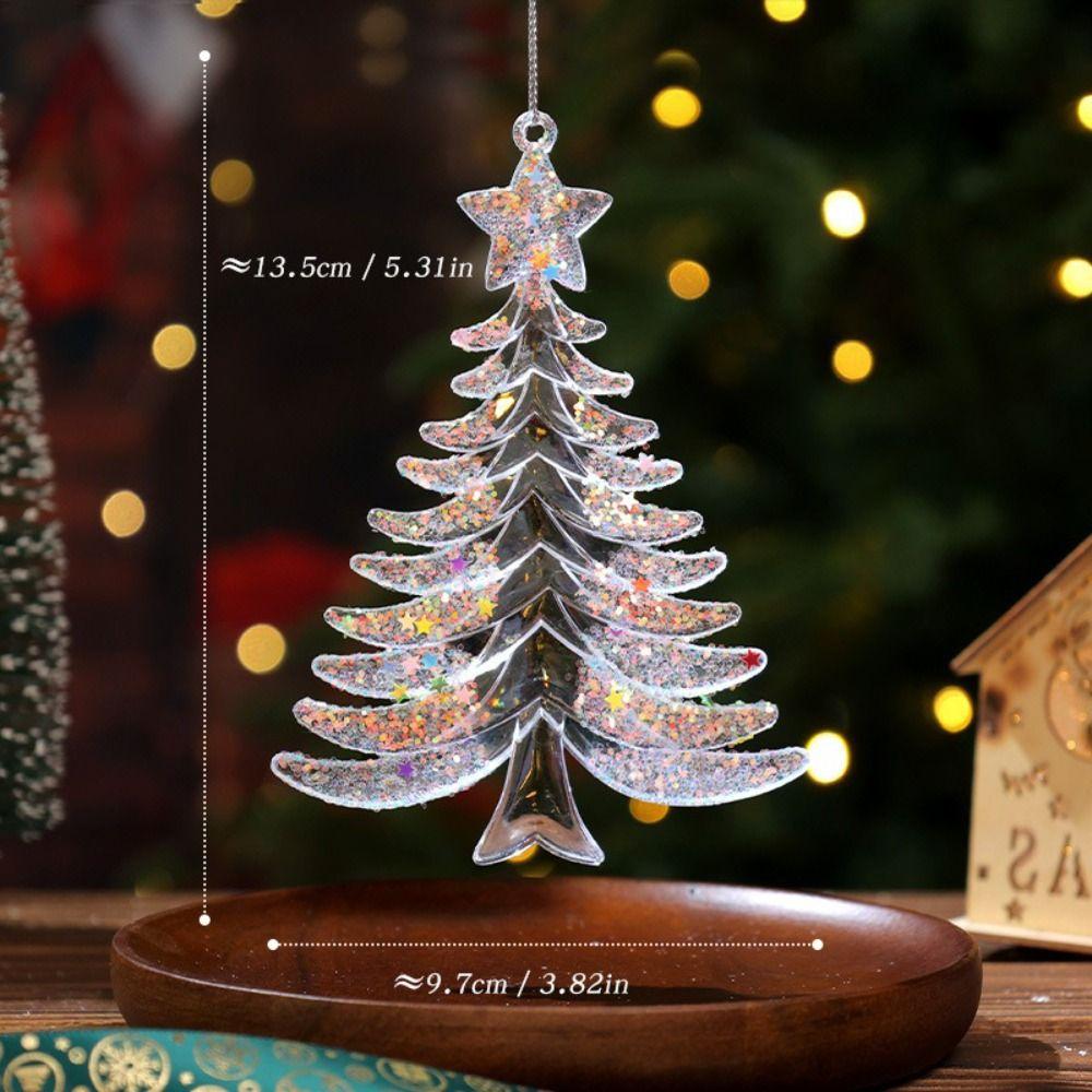 Acrylic Christmas Snowflake Pendants Transparent Glitter Christmas Tree Hangings Elk Crown Crystal Clear Xmas Tree Ornament