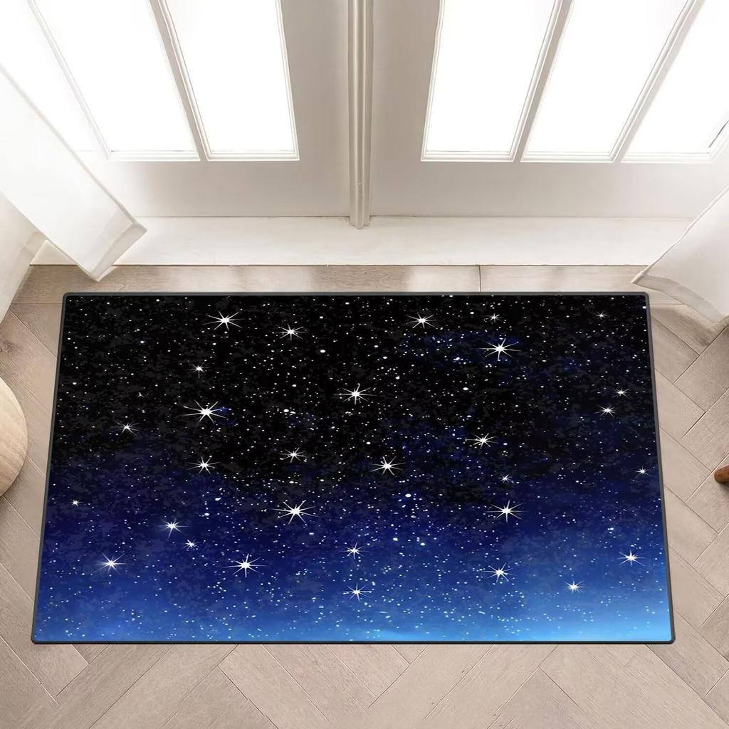 Large Galaxy Butterfly Rug Blue Fantasy Starry Sky Area Rugs Modern Microfiber Non-Slip Washable Living Room Dining Room Bedroom