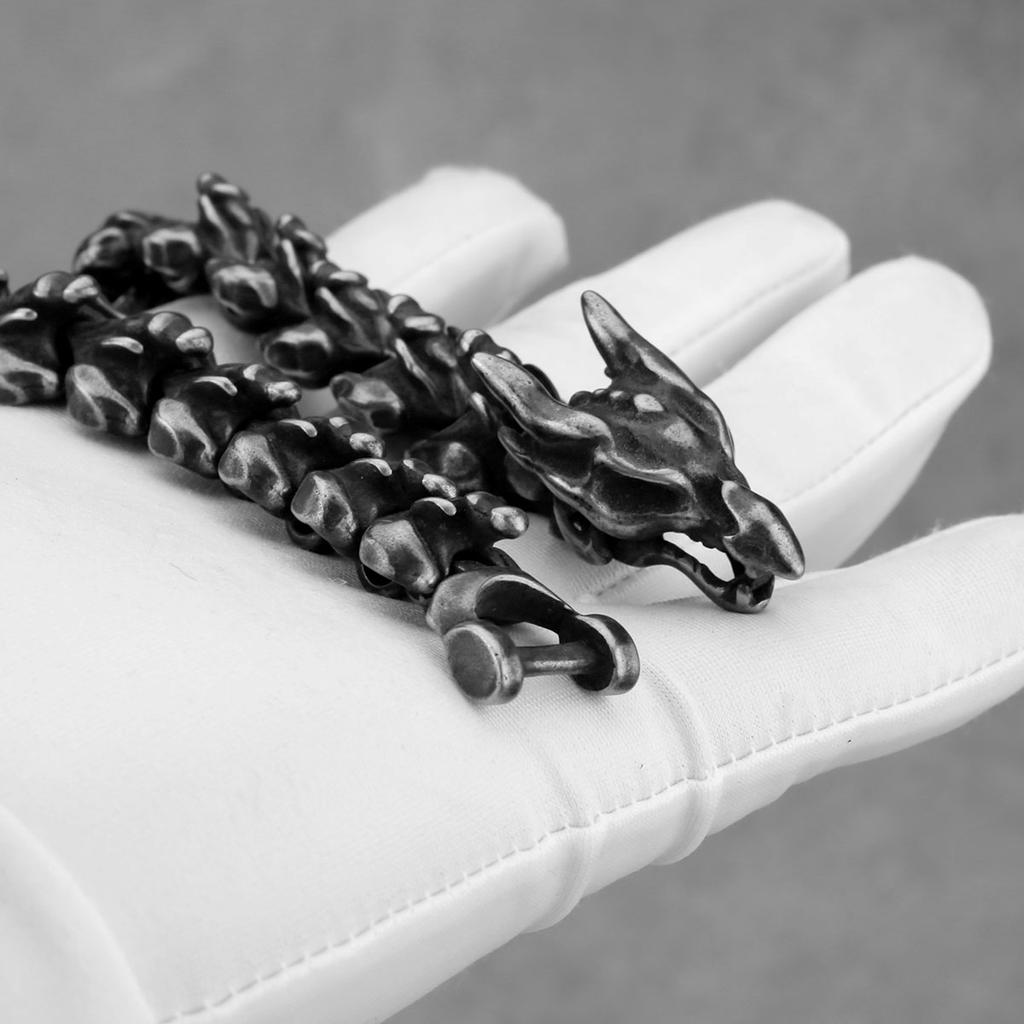 Vintage Viking Ouroboros Bracelet Stainless Steel Hip Hop Punk Jewelry for Men Biker Fashion Accessory