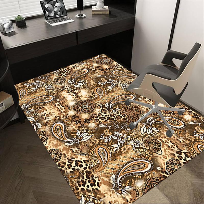 1PC Leopard Print Paisley Extra Large Non Slip Floor carpet, Office, family, bedroom Large Area Rug Indoor Rugs, Vibrant Colors