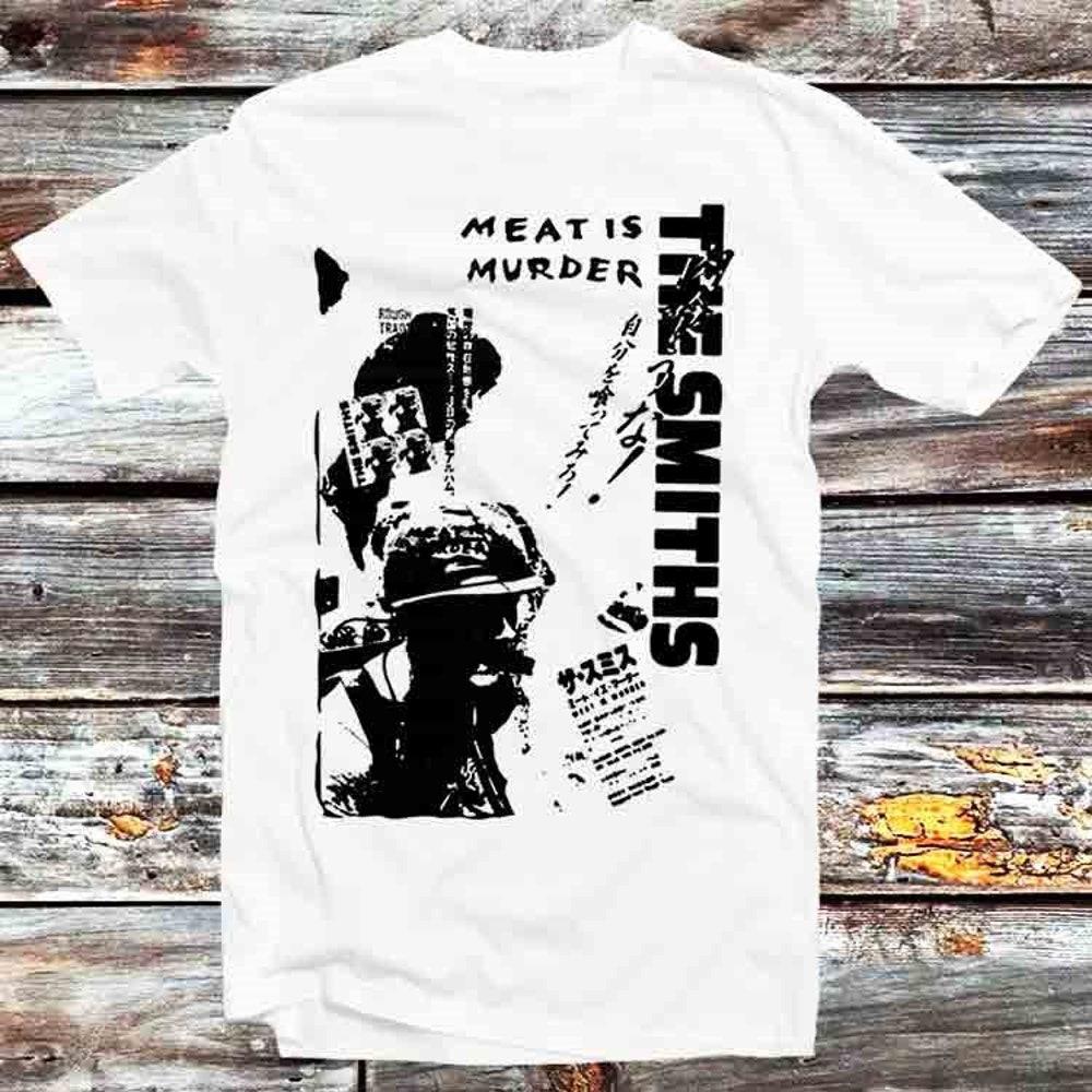 

Футболка из 100% хлопка плотностью 230 г/м2 с изображением The Smiths Meat is Murder, японская футболка, винтажная ретро, крутой подарок для мужчин и женщин, унисекс, мультяшный аниме-топ, футболка B905 XS белый