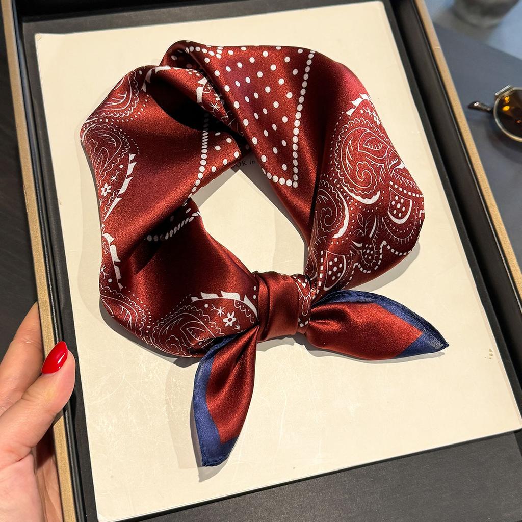 Print 53*53cm 100% Silk Square Scarf for Women Soft Kerchief Hairband Female Headband Hijab Fashion Decoration Shawl Bandana