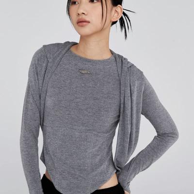 OPENING PROJECT W 2Way Hoodie Scarf - Grey