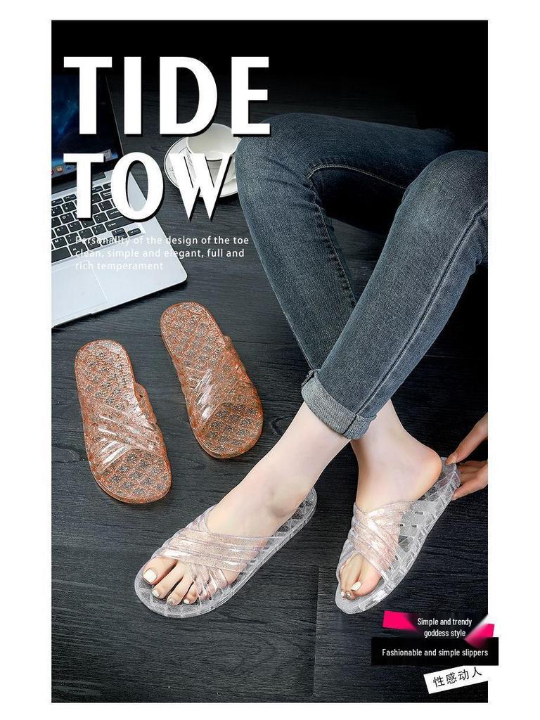 Crystal Clear Non-slip Jelly Slippers for Home & Shower