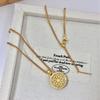 Handcrafted Filigree Hollow Pendant Necklace With Eight Treasure Compass Motif Vintage Gold-Tone Alloy Jewelry Women