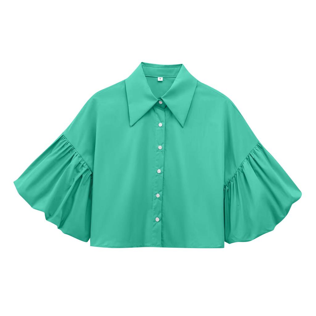 Women's Casual Floral Print V-Neck Short Sleeve Decorative Button T-Shirt Top