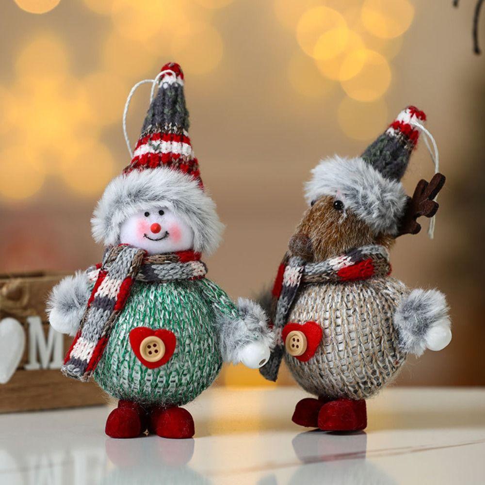 2pcs Unique Christmas Plush Dolls Cloth Christmas Tree Pendant Santa Claus Standing Doll Party